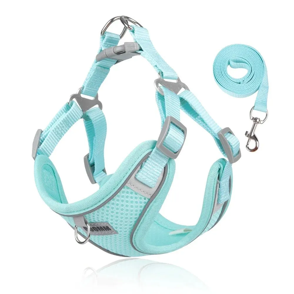 Adjustable Small Dog Harness & Leash Set - Comfortable, Breathable Fabric for Small Breeds