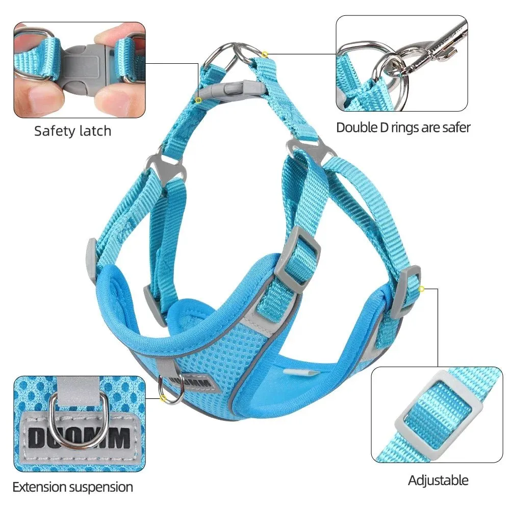 Adjustable Small Dog Harness & Leash Set - Comfortable, Breathable Fabric for Small Breeds