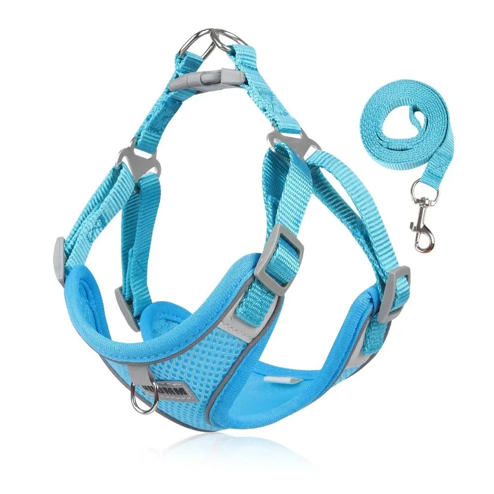 Adjustable Small Dog Harness & Leash Set - Comfortable, Breathable Fabric for Small Breeds