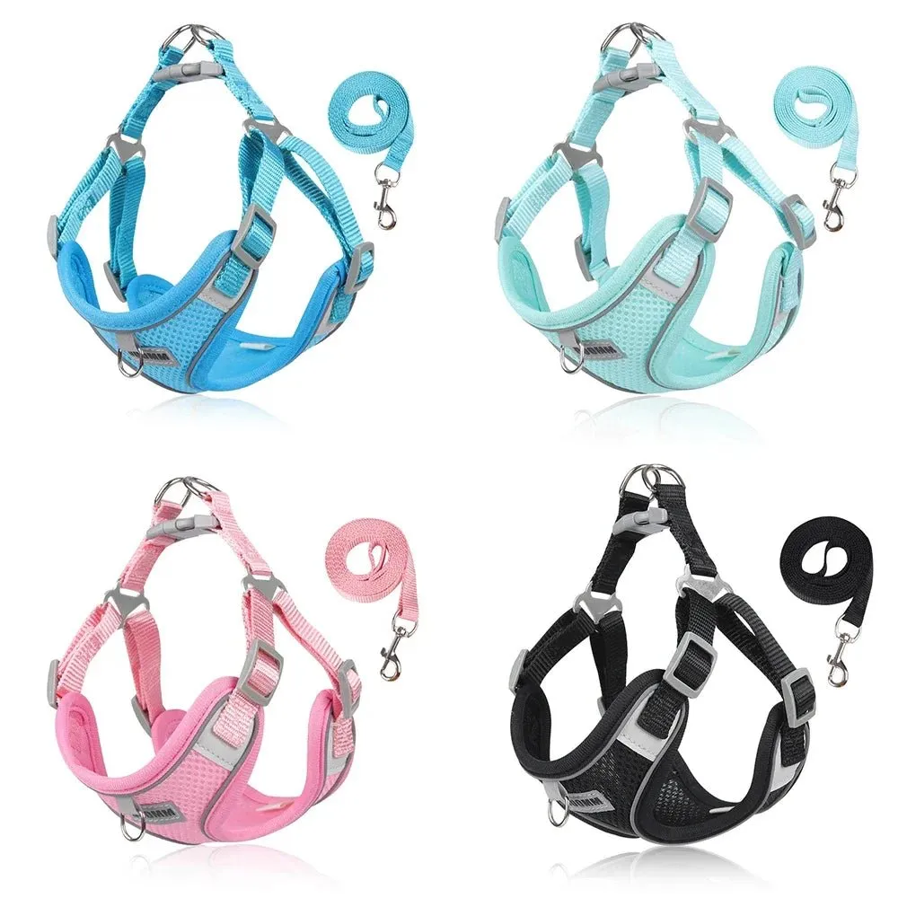 Adjustable Small Dog Harness & Leash Set - Comfortable, Breathable Fabric for Small Breeds