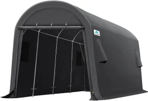 ADVANCE OUTDOOR 10x20 ft Heavy Duty Carport Outdoor Patio Large Space Canopy Storage Shelter Shed with 2 Roll up Zipper Doors & Vents for Snowmobile Garden Tools, Gray