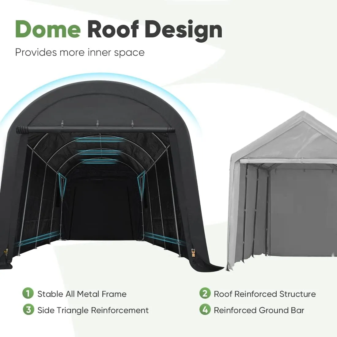 ADVANCE OUTDOOR 10x20 ft Heavy Duty Carport Outdoor Patio Large Space Canopy Storage Shelter Shed with 2 Roll up Zipper Doors & Vents for Snowmobile Garden Tools, Gray