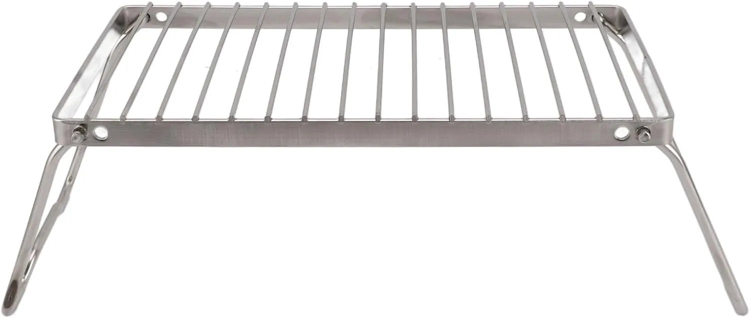 Airshi Camp Fire Cooking Racks, Folding Camping Grate Save Storage Space Rust Prevention Draining Function Stainless Steel Height for Travel