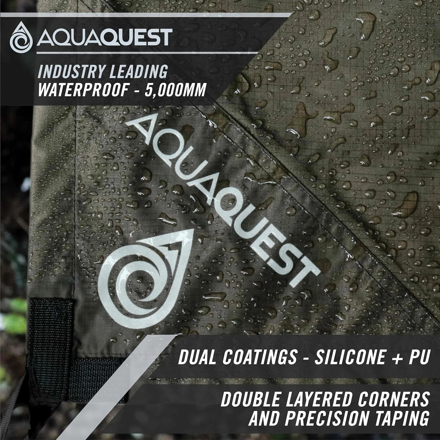 AquaQuest Defender Camping Tarp - Heavy Duty Tent Shelter or Rain Fly - Waterproof Camping Essentials for Hiking, Bushcraft & Hammock