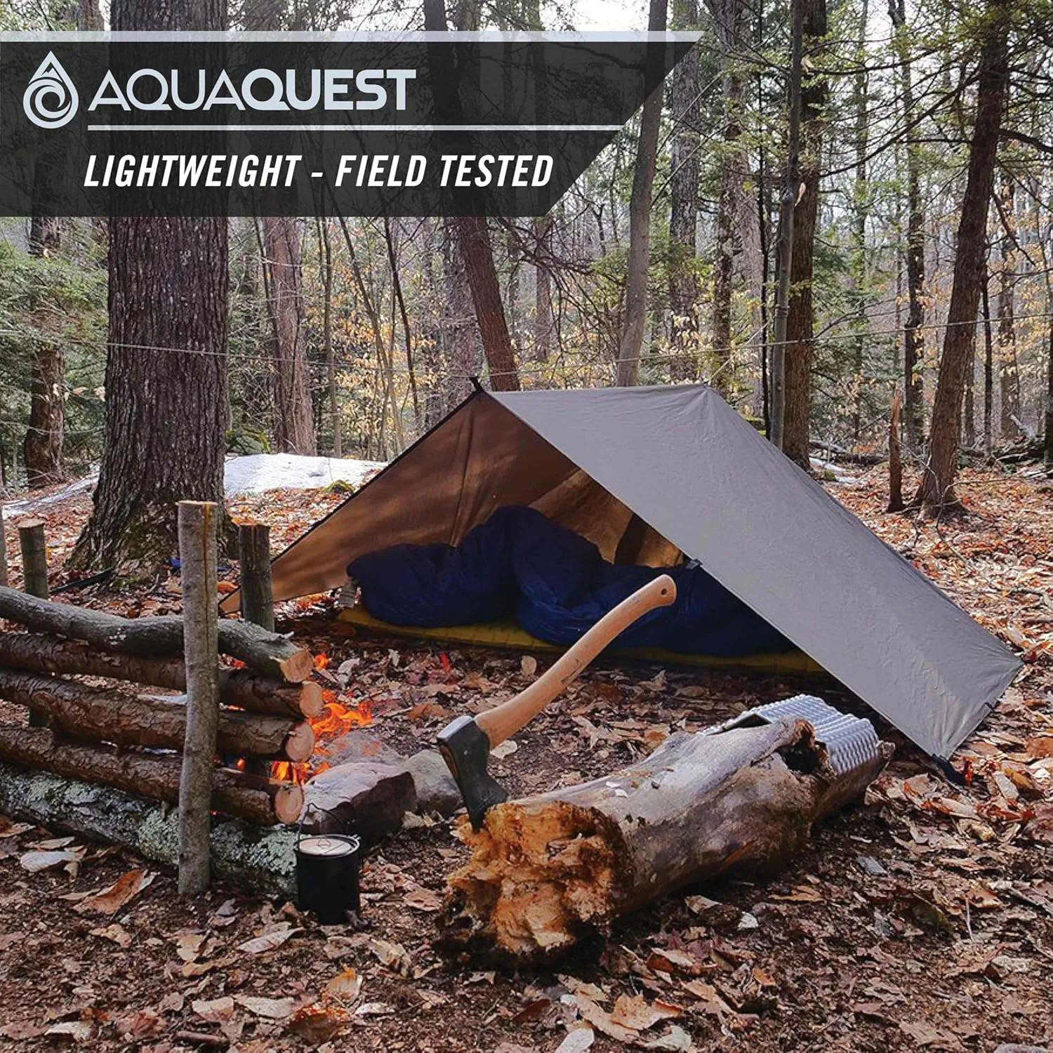 AquaQuest Defender Camping Tarp - Heavy Duty Tent Shelter or Rain Fly - Waterproof Camping Essentials for Hiking, Bushcraft & Hammock
