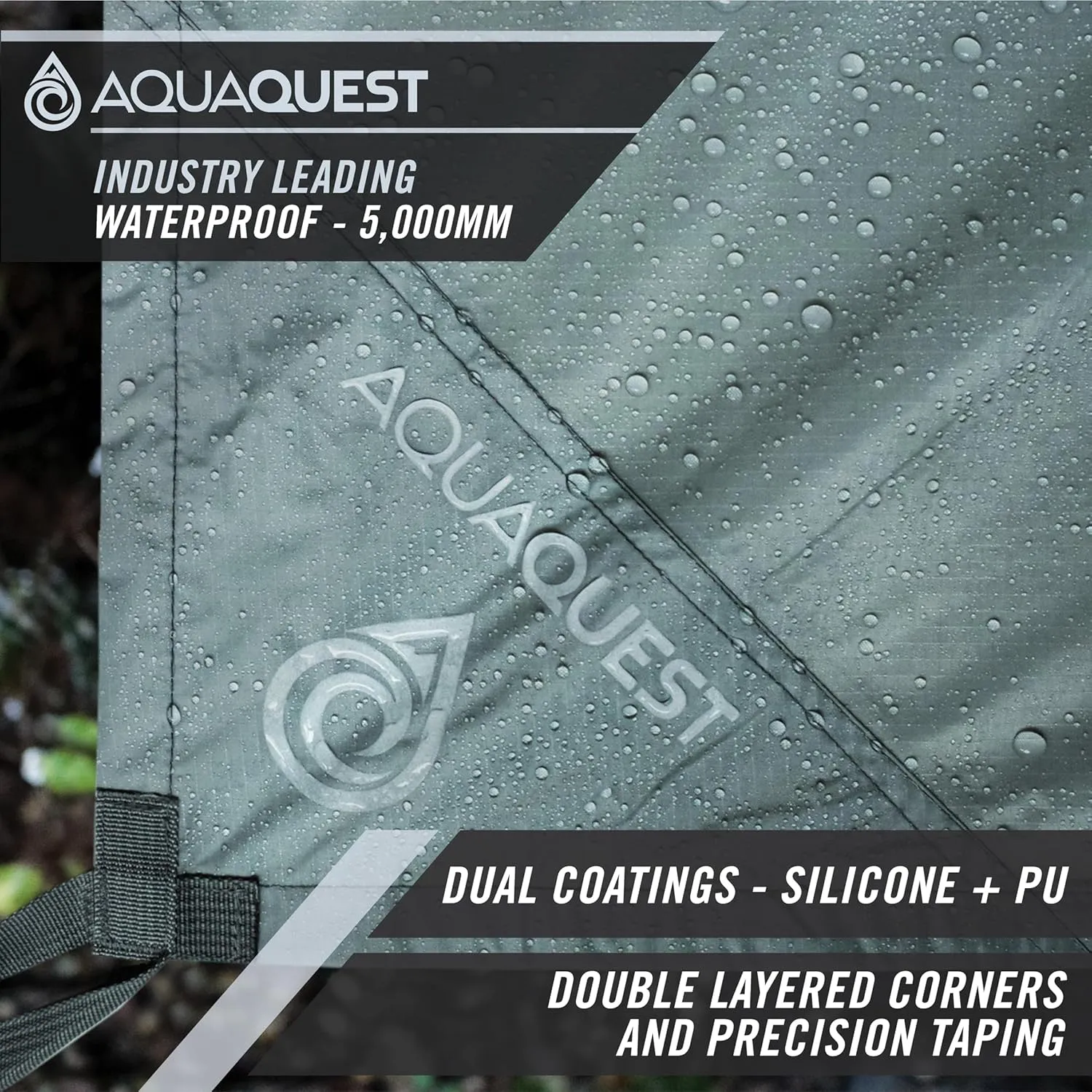 AquaQuest Guide Camping Tarp - Ultralight Tent Cover or Rain Fly - Waterproof Camping Gear Must Haves for Hiking, Hammock, Bivy & Survival