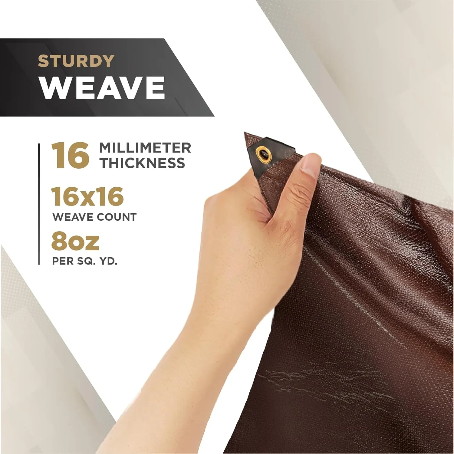 ATERET 20' x 40' Super Heavy Duty 16 Mil Brown Poly Tarp Cover - UV Resistant, Thick Waterproof, Rip and Tear Proof Tarpaulin with Grommets and Reinforced Edges