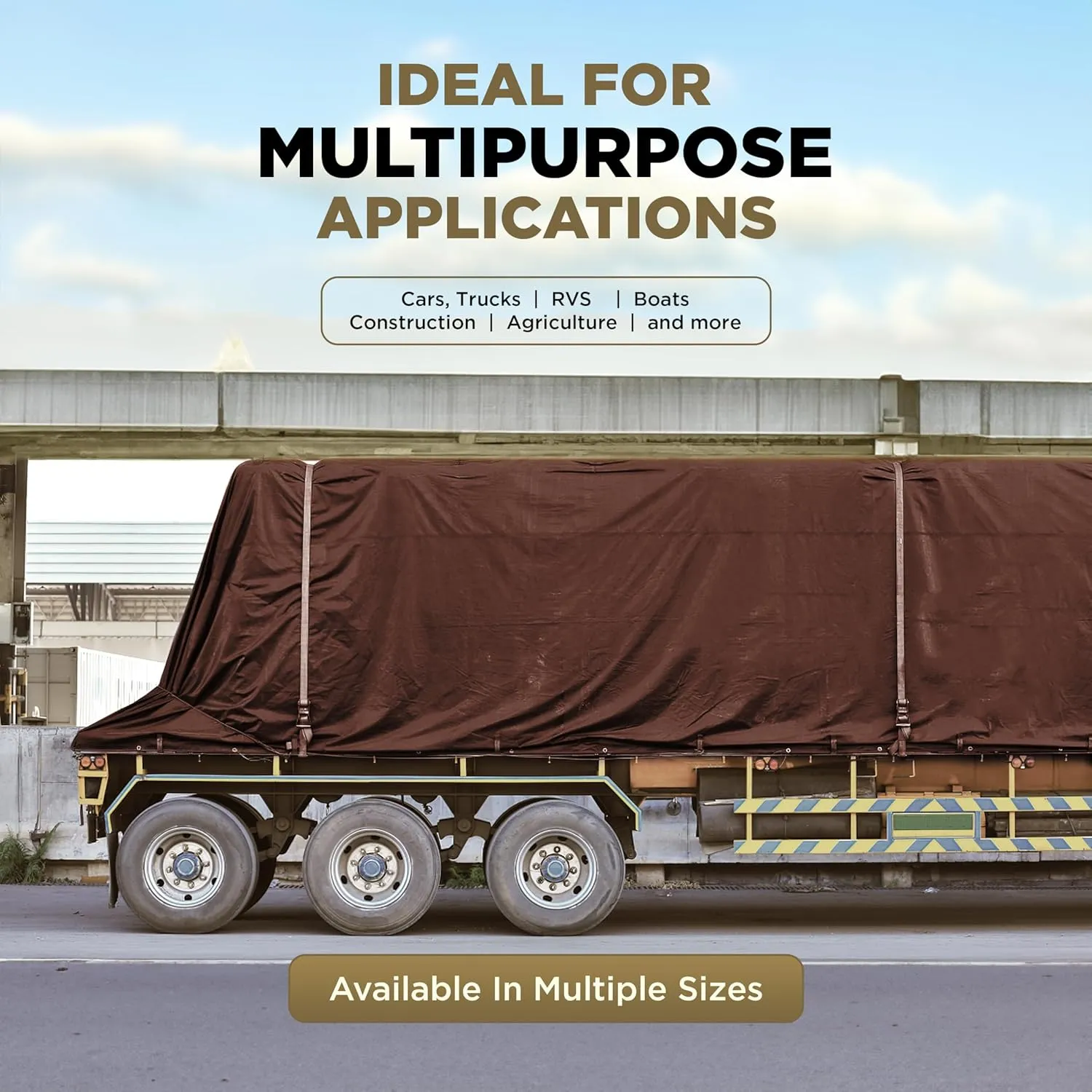 ATERET 20' x 40' Super Heavy Duty 16 Mil Brown Poly Tarp Cover - UV Resistant, Thick Waterproof, Rip and Tear Proof Tarpaulin with Grommets and Reinforced Edges