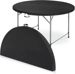 Athena Collection 4.5ft Folding Square Plastic Table, Modern Black Dining Table with Handle, 54" Diameter, 29.5" Height, Indoor/Outdoor Use