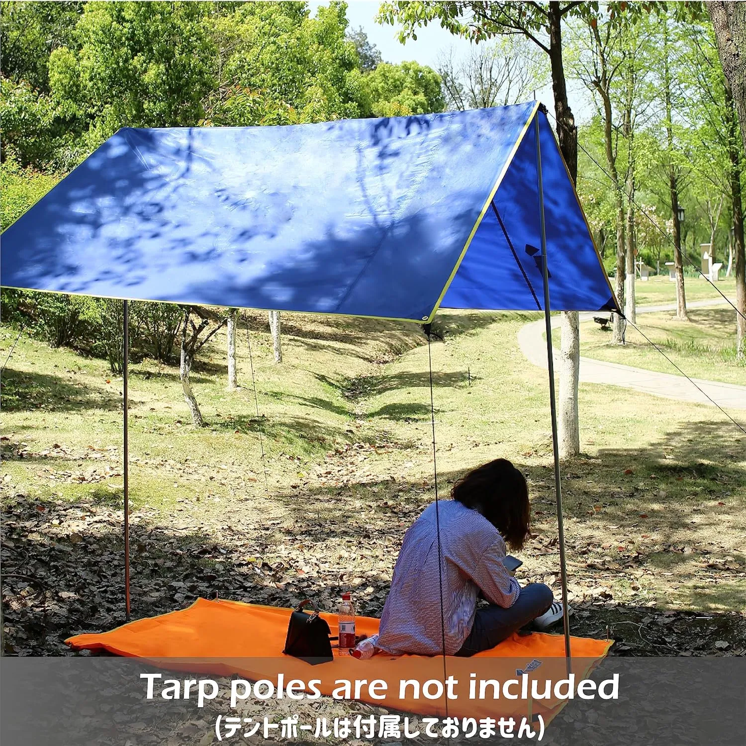 Azarxis Hammock Camping Tarp Rain Fly, Waterproof Tent Footprint Shelter Canopy Sunshade Cloth Picnic Mat for Outdoor Awning Hiking Beach Backpacking - Included Guy Lines & Stakes