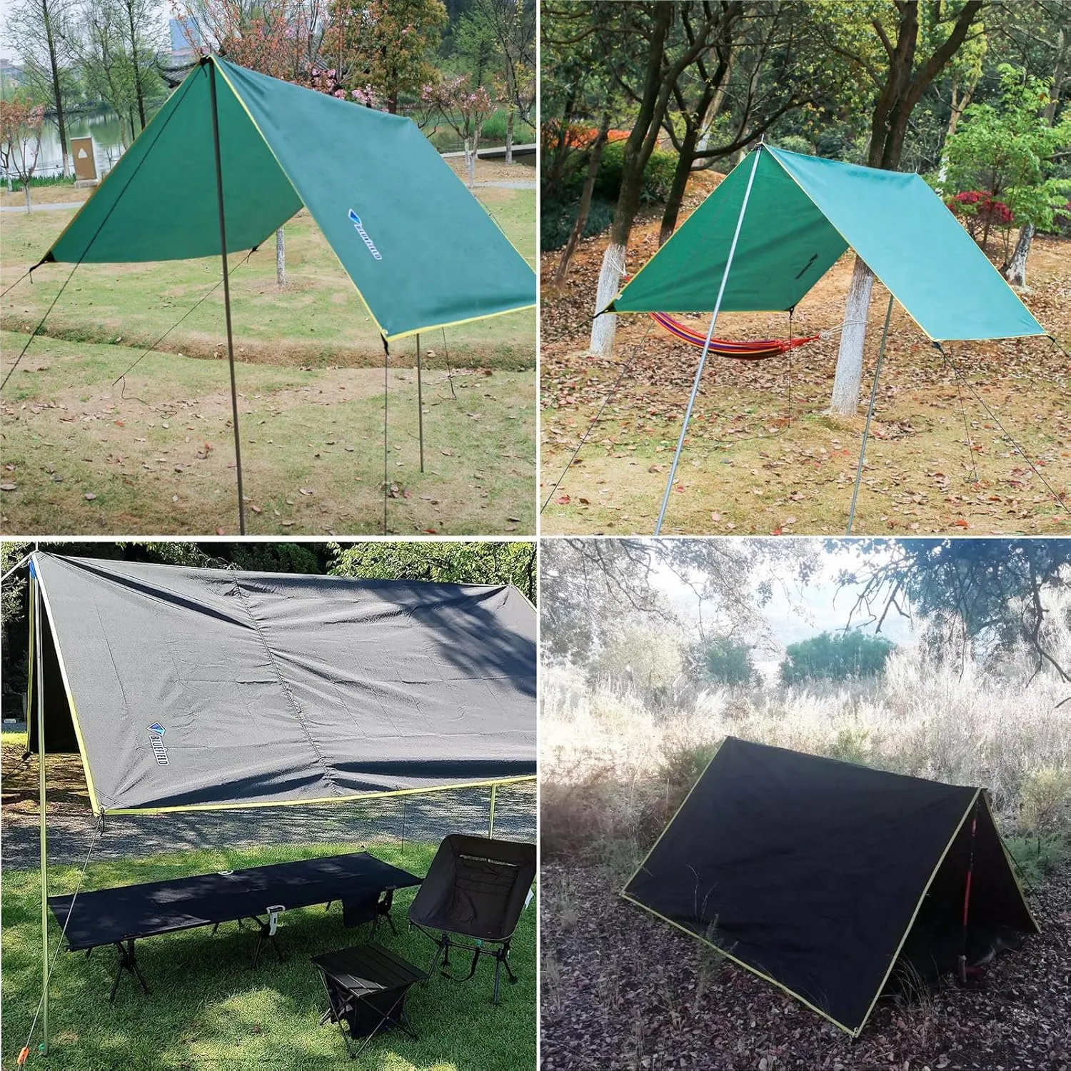 Azarxis Hammock Camping Tarp Rain Fly, Waterproof Tent Footprint Shelter Canopy Sunshade Cloth Picnic Mat for Outdoor Awning Hiking Beach Backpacking - Included Guy Lines & Stakes