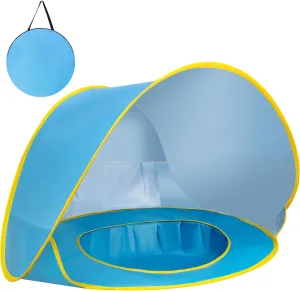 Baby Beach Tent with Puddle Pool Canopy Mini Portable Pop Up Dome Camping Set Up Outdoor Shade Shelter Sun Shade Must Haves Essentials Accessories Uv Protection Dome for Babies Kids Infant Toddlers