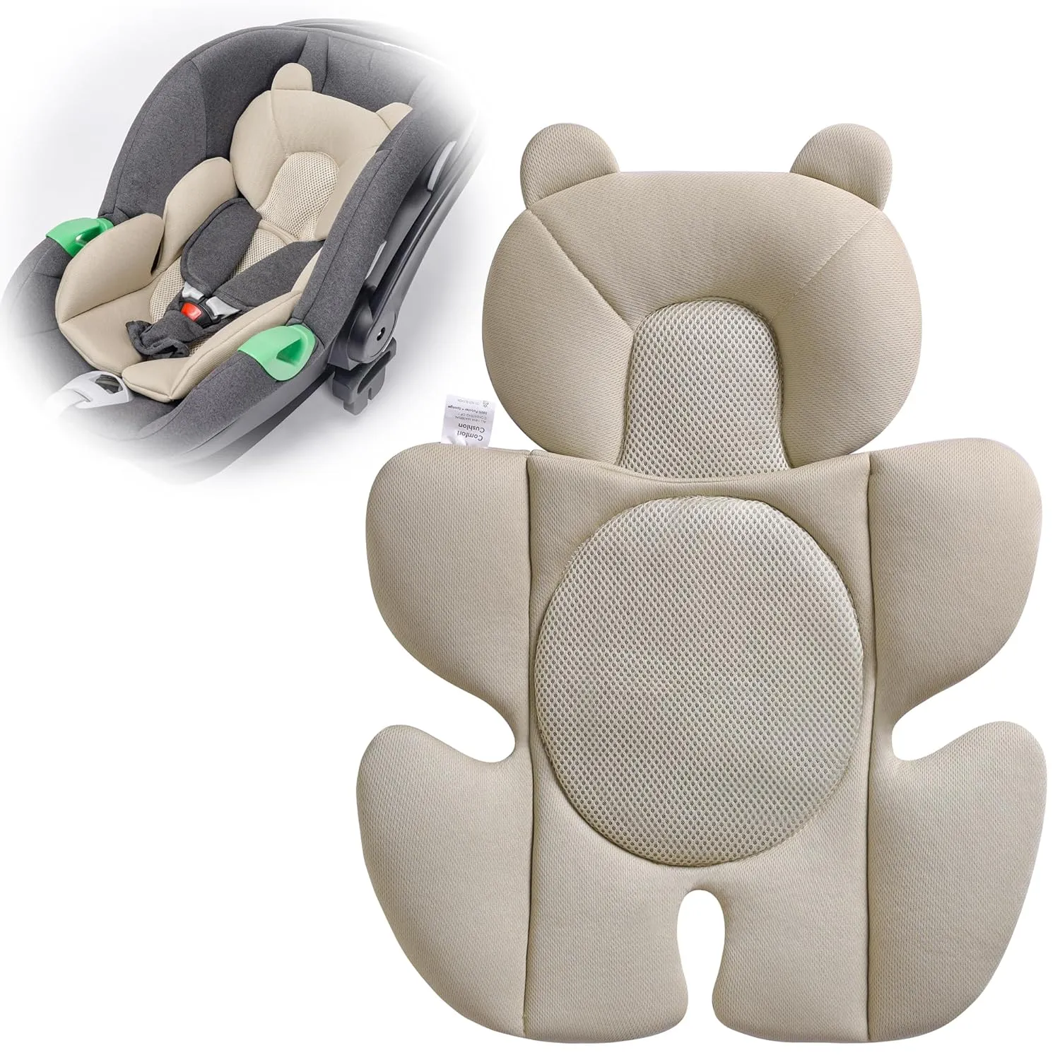 Baby Support Cushion - Breathable 3D Mesh Infant Insert for Strollers, Car Seats, High Chairs, and More - Perfect for Newborns (Cream)
