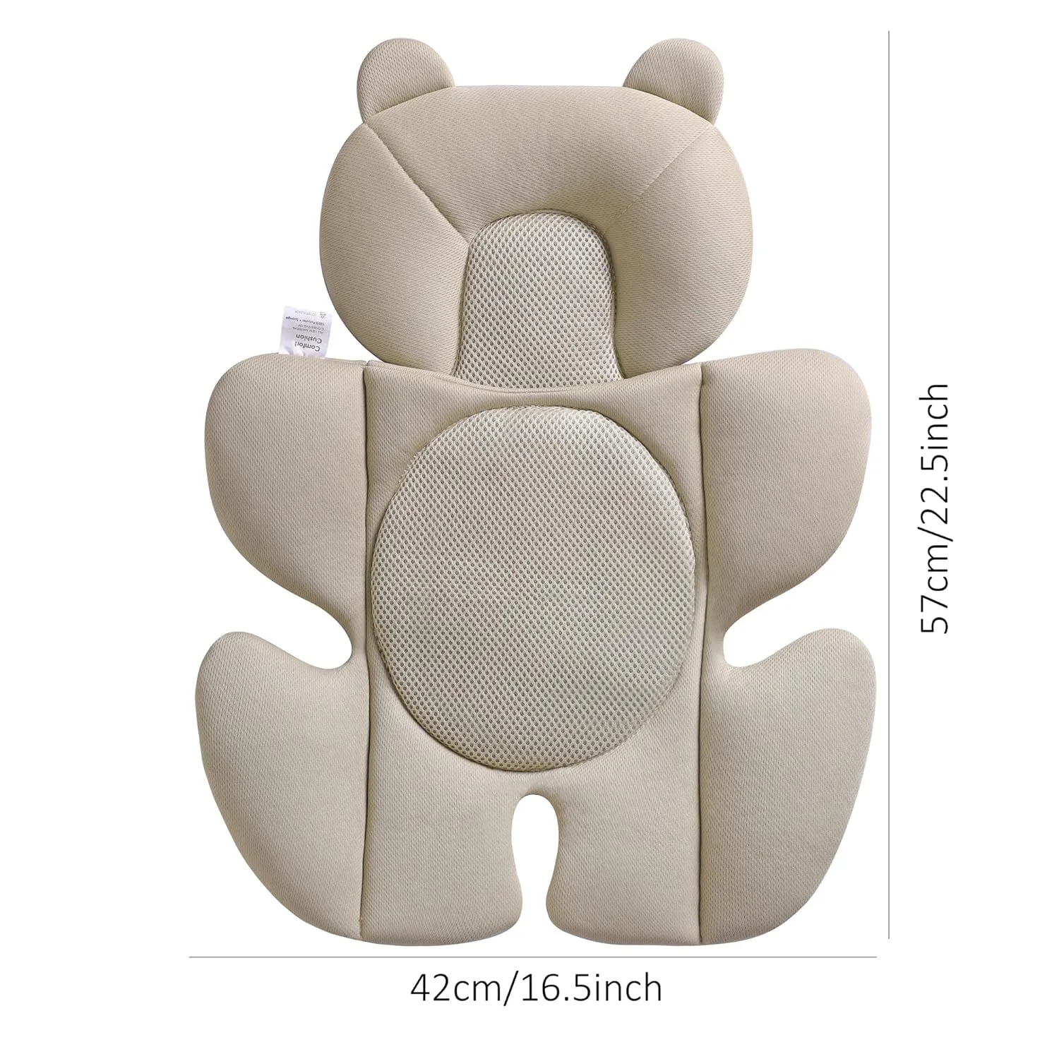 Baby Support Cushion - Breathable 3D Mesh Infant Insert for Strollers, Car Seats, High Chairs, and More - Perfect for Newborns (Cream)