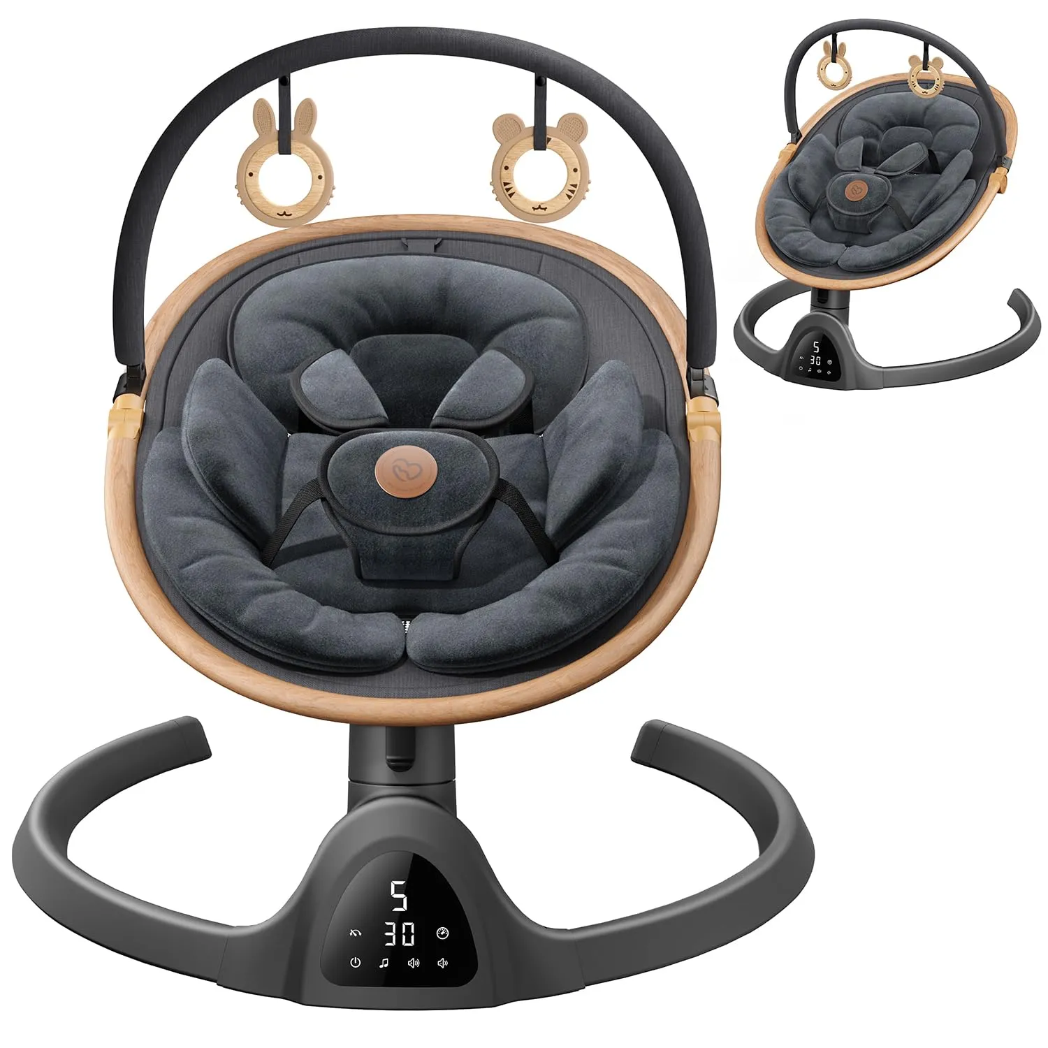 Baby Swings for Infants, Fasonbaby Bluetooth Infant Swing with Music Speaker with 3 Seat Positions, 5 Speeds and Remote Control - Portable Baby Swing for Indoor and Outdoor (Black)