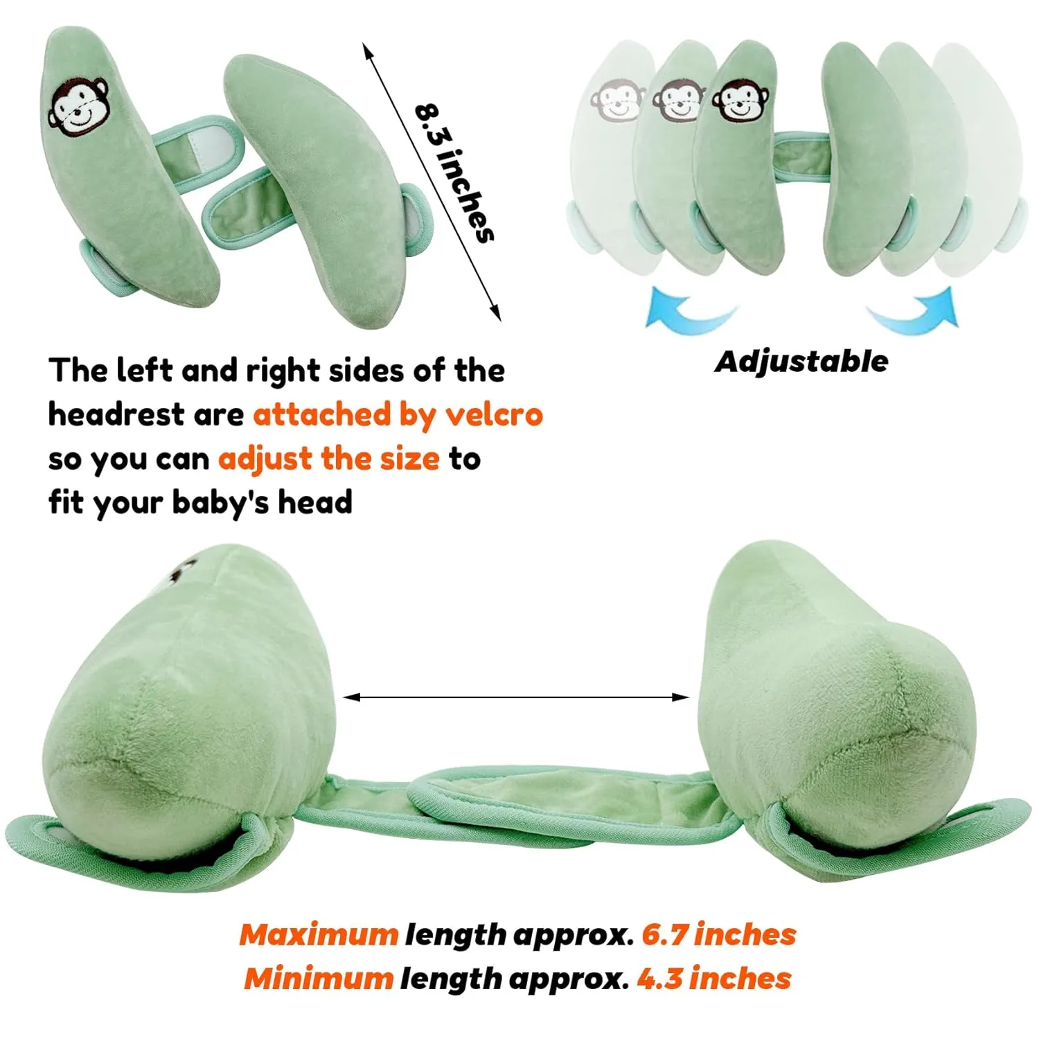 Baby Travel Pillow,Carseat Head Support for Infants,Stroller Headrest for Kids,Baby Head Neck Support Pillow Cushion,Car Seat Neck Support for Toddlers,Green