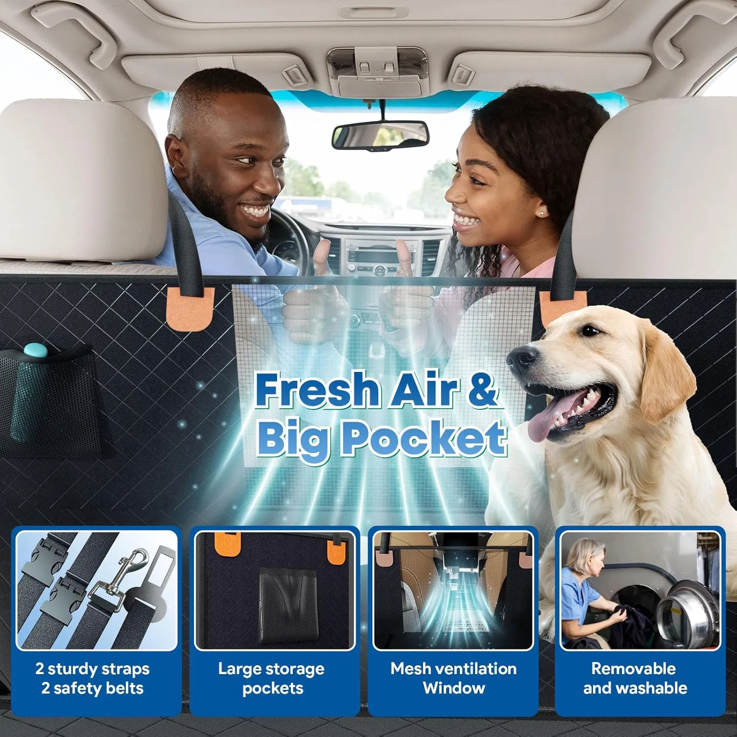Back Seat Extender for Dogs Hard Bottom Car Seat Cover for Dogs 2024 Upgrade Materials Holds 400lbs with Car Door Protector, Waterproof Dog Car Seat Cover Hammock Bed for Cars Suvs Trucks Back Seat