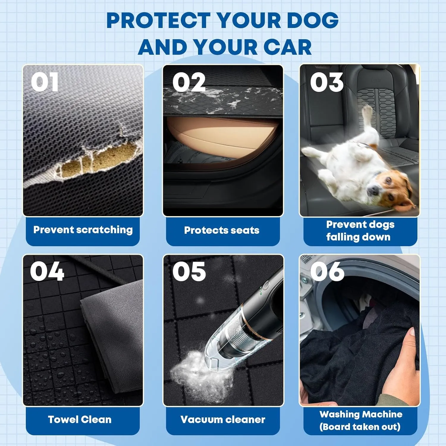 Back Seat Extender for Dogs Hard Bottom Car Seat Cover for Dogs 2024 Upgrade Materials Holds 400lbs with Car Door Protector, Waterproof Dog Car Seat Cover Hammock Bed for Cars Suvs Trucks Back Seat