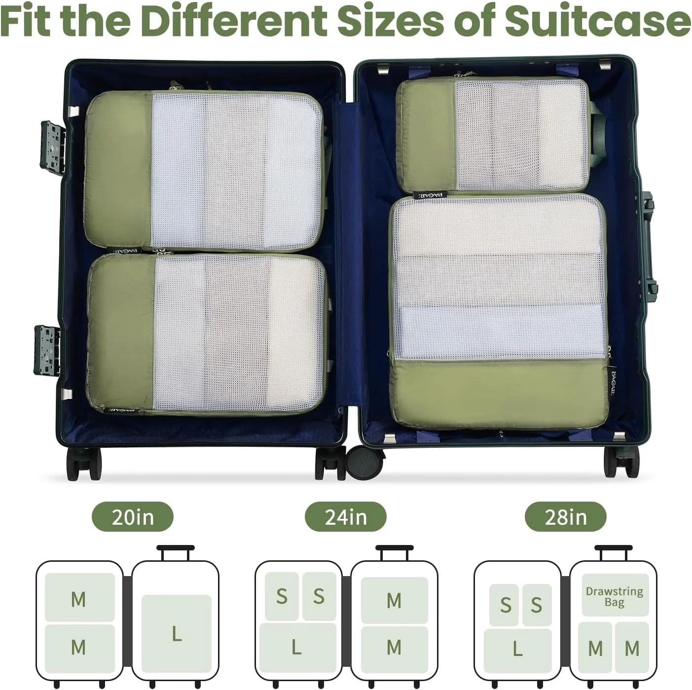 BAGAIL 4 Set/6 Set Ultralight Compression Packing Cubes Packing Organizer for Travel Accessories Luggage Suitcase Backpack