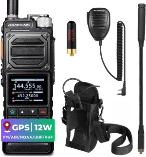BAOFENG UV-25 PLUS 10W GPS Ham Radio Handheld, Long Range Two Way Radio AM FM NOAA Receiver with 5200mAh Battery USB-C Port, 2" Screen, 1000CH, Fall Detection Alert, Tactical Walkie Talkie for Outdoor