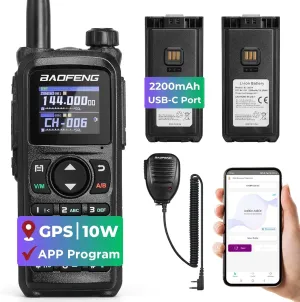 BAOFENG UV-28 Plus Ham Radio Handheld with GPS & APP Programming, 10W Long Range Walkie Talkie Dual Band Two Way Radio, FM Aviation NOAA Receiver with Frequency Copy, 1000CHs, Dual 2200mAh Batteries