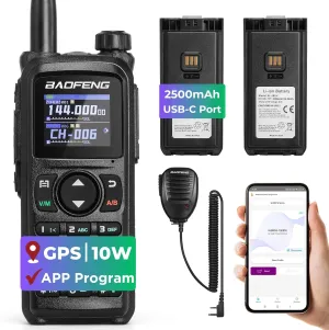BAOFENG UV-28 Plus Ham Radio Handheld with GPS & APP Programming, 10W Long Range Walkie Talkie Dual Band Two Way Radio, FM Aviation NOAA Receiver with Frequency Copy, 1000CHs, Dual 2800mAh Batteries