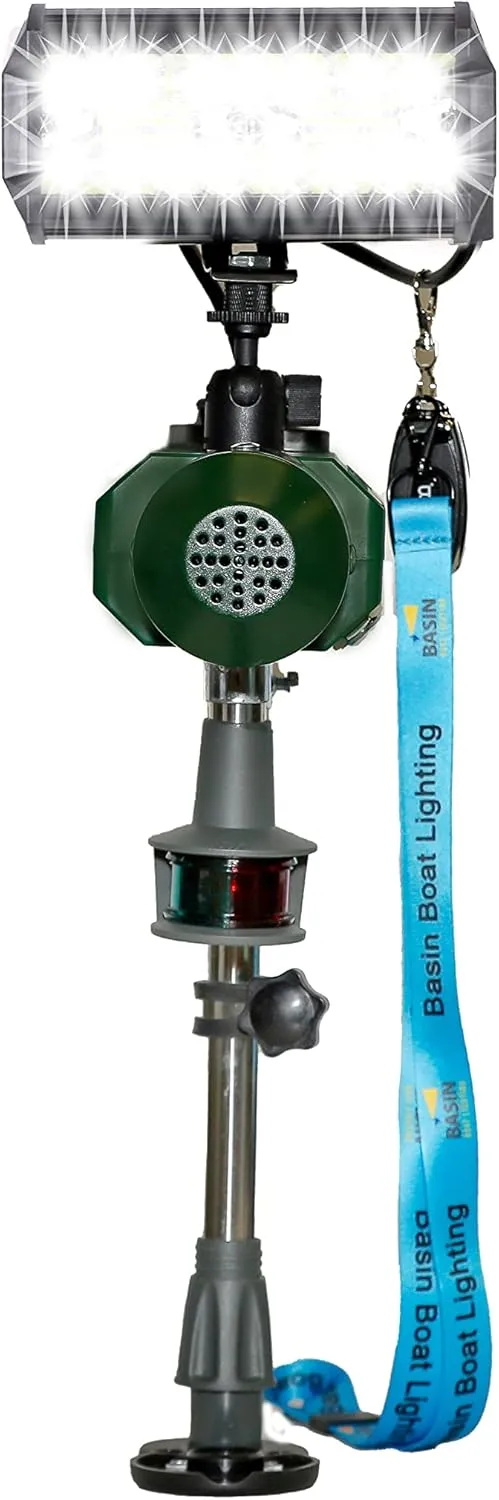 Basin Boat Lighting-BrightBird™  NAV 120W/12,000 Lumens 3-PIN SmartBird Safety Lighting System USCG 2nm Nav light, 105db Horn, USB Port, Key Fob remote NEW iOS/Android app (not included)