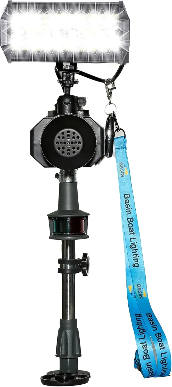 Basin Boat Lighting-BrightBird™  NAV 120W/12,000 Lumens 3-PIN SmartBird Safety Lighting System USCG 2nm Nav light, 105db Horn, USB Port, Key Fob remote NEW iOS/Android app (not included)