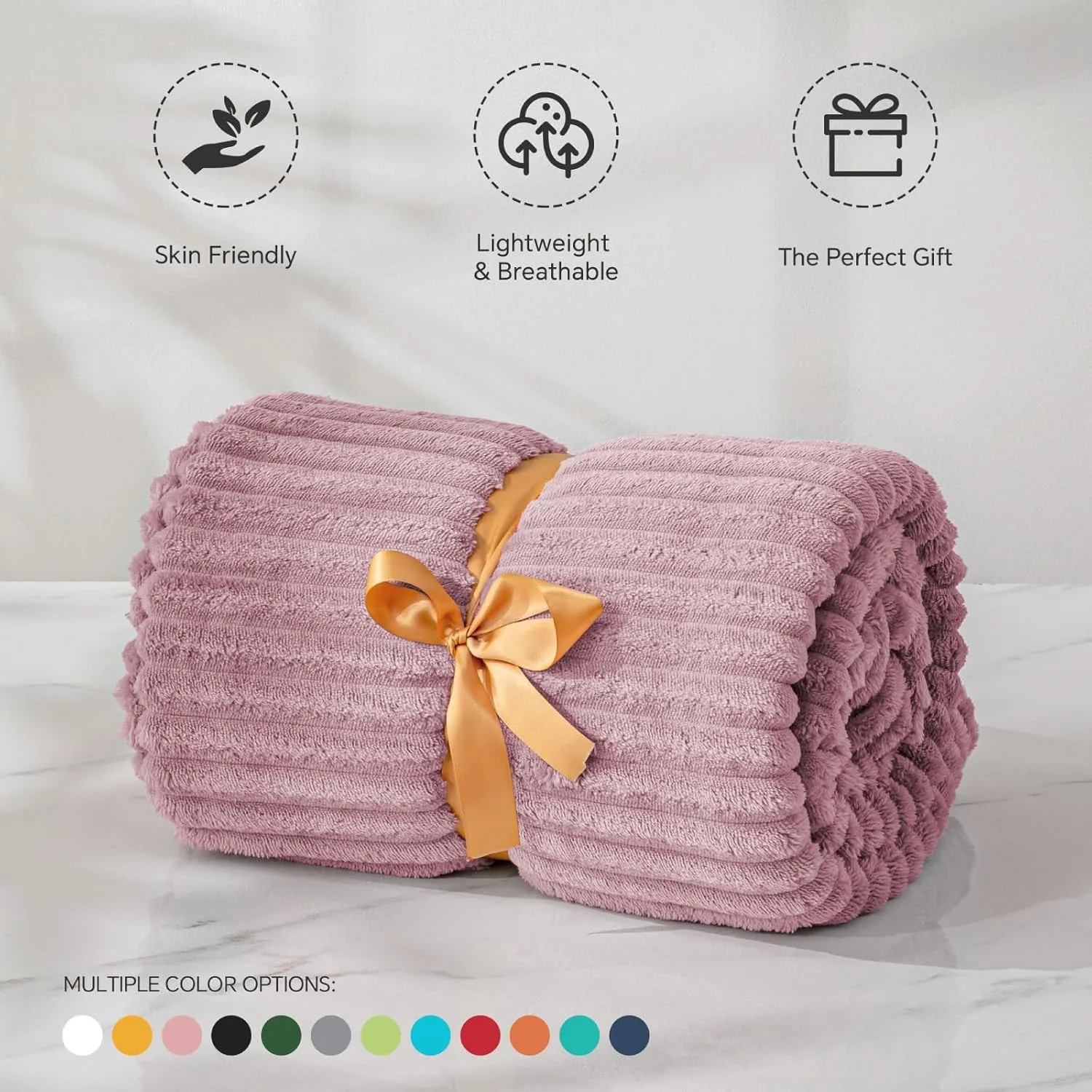 BEDELITE Fleece Throw Blanket for Couch – 3D Ribbed Jacquard Soft and Warm Decorative Fuzzy Blanket – Cozy, Fluffy, Plush Lightweight Berry Purple Throw Blankets for Bed, Sofa, 50x60 inches