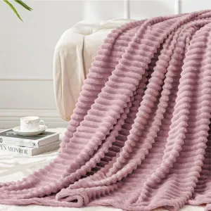BEDELITE Fleece Throw Blanket for Couch – 3D Ribbed Jacquard Soft and Warm Decorative Fuzzy Blanket – Cozy, Fluffy, Plush Lightweight Berry Purple Throw Blankets for Bed, Sofa, 50x60 inches