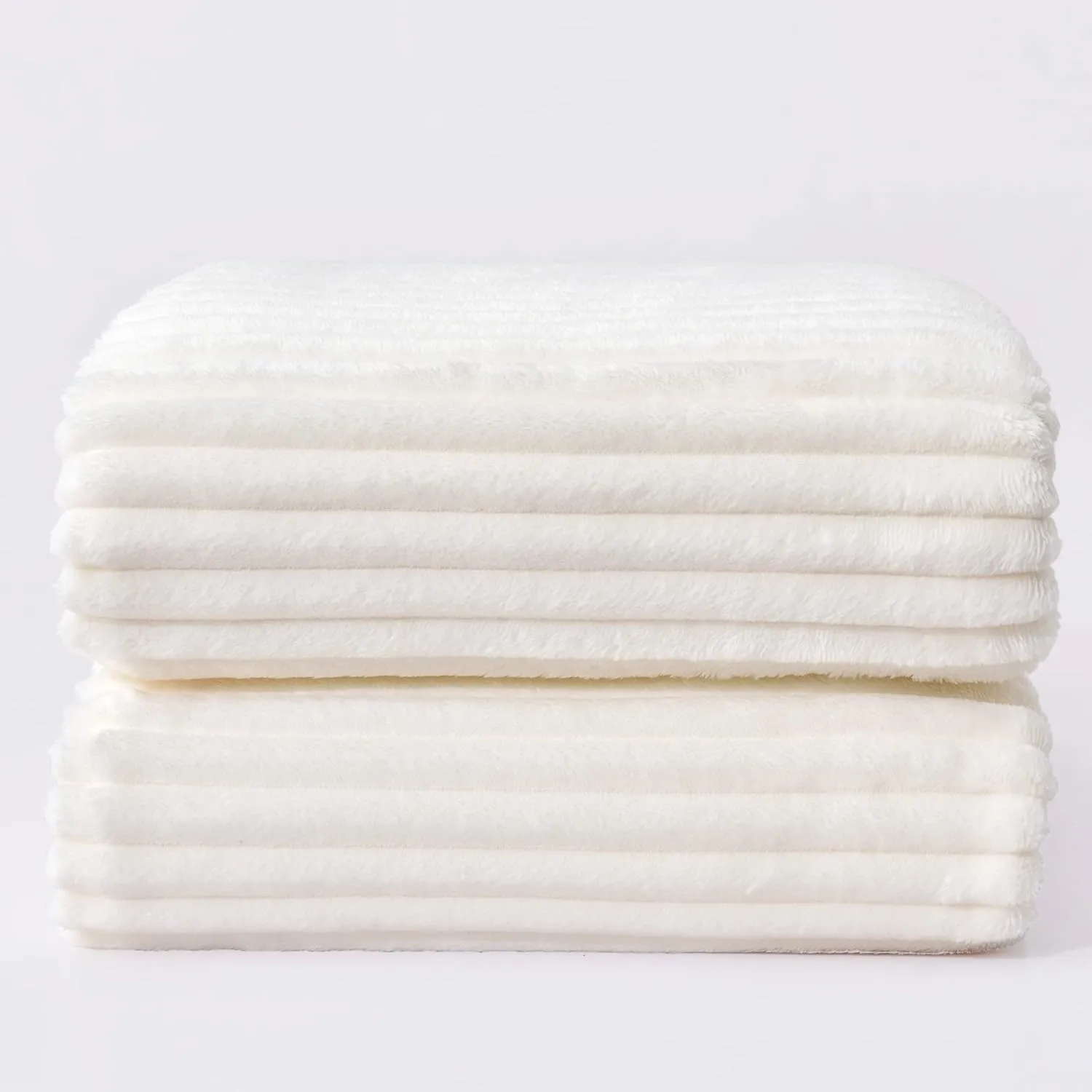 BEDELITE Fleece Throw Blanket for Couch – 3D Ribbed Jacquard Soft and Warm Decorative Fuzzy Blanket – Cozy, Fluffy, Plush Lightweight Off White Throw Blankets for Bed, Sofa, 50x60 inches