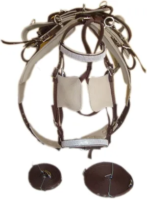 Beige/Brown Synthetic Nylon Horse Driving Harness For Single Horse (FULL, COB, PONY, SHETLAND)