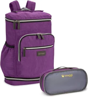 biaggi Zipsak Travel Laptop Backpack - TSA Friendly, Fits 16-inch Notebook, Perfect for Men & Women, College, Business, and Work (Purple)