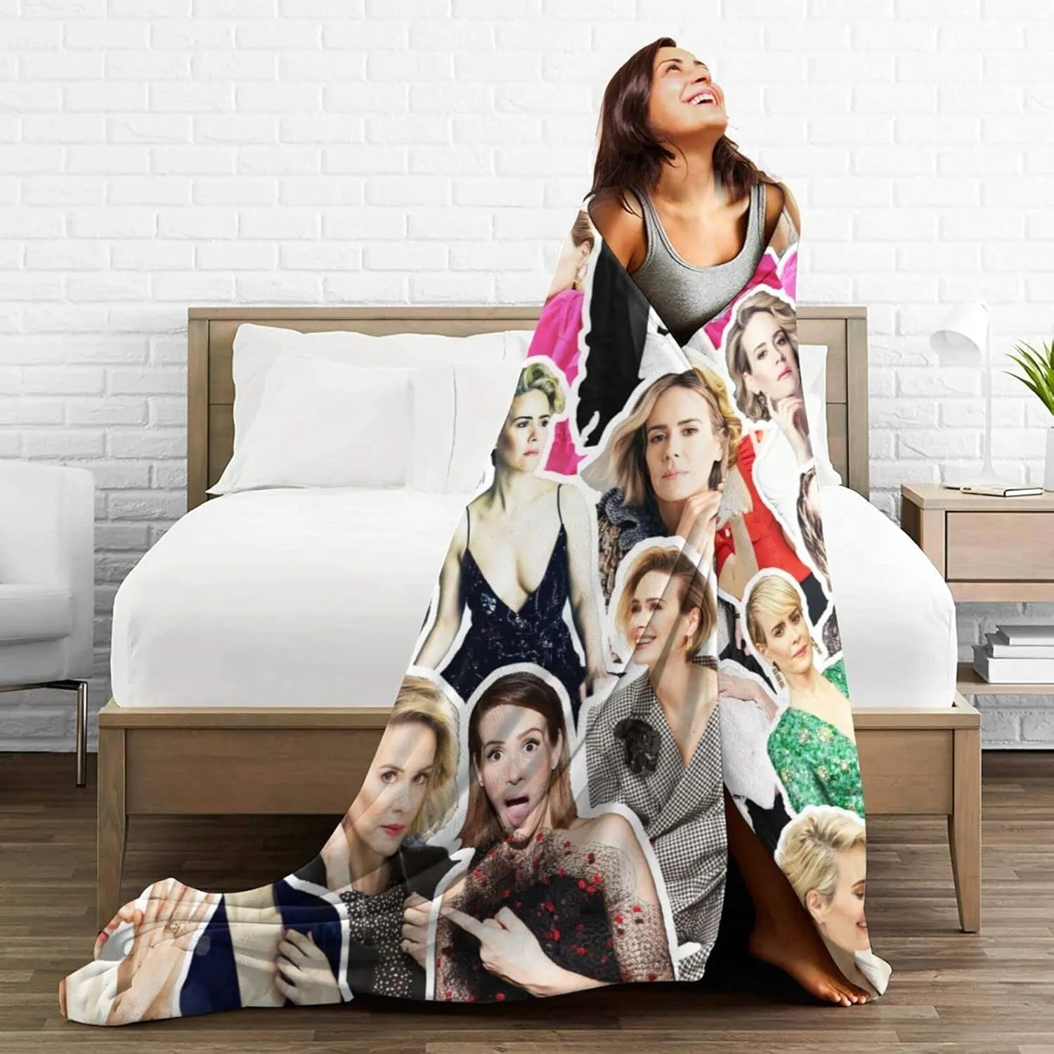 Blanket Sarah Paulson Soft and Warm Lightweight Fluffy Throws Blankets Gift for Beach Yoga Bedroom Living Room Decoration Sofa Camping Trip Dorm Decor All Season