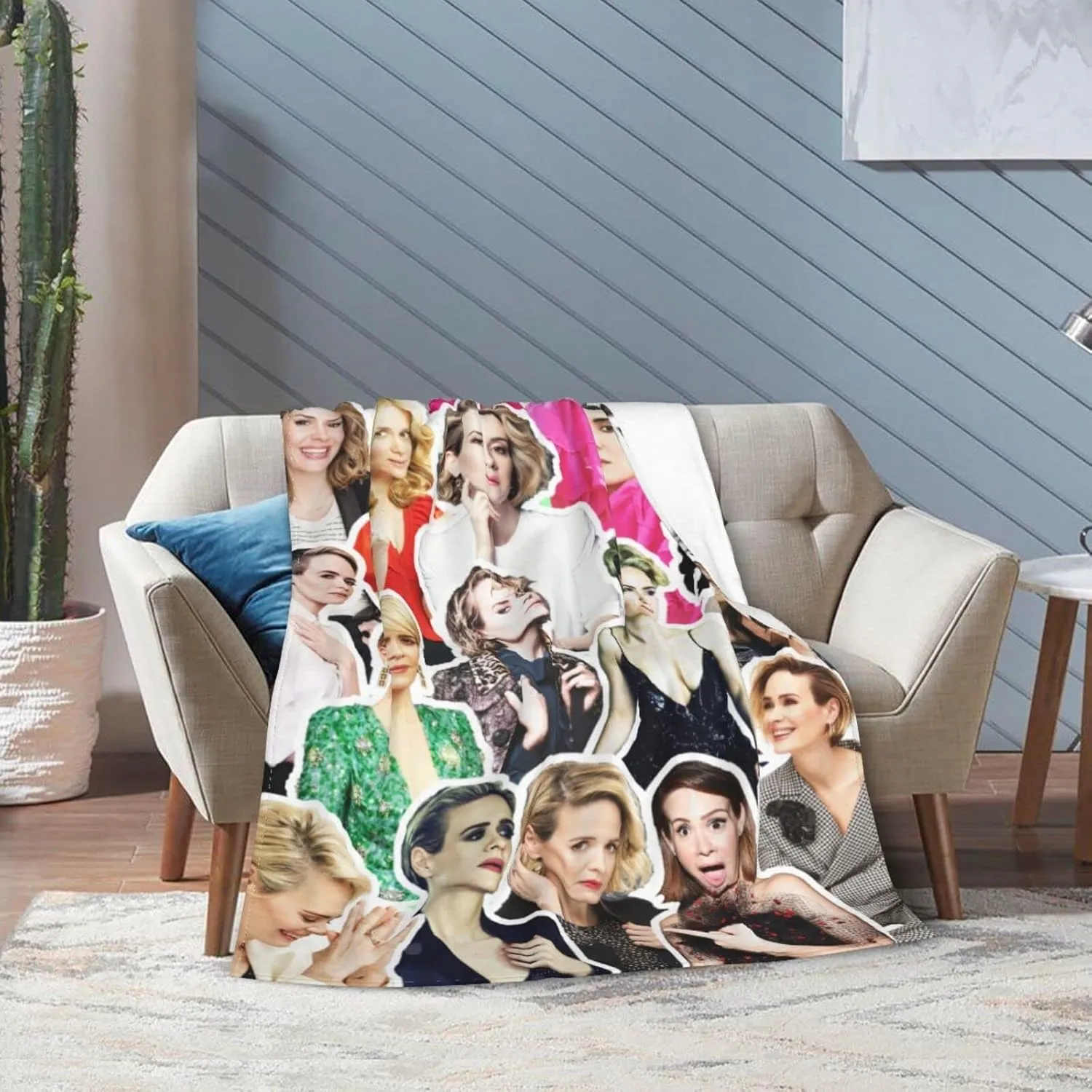 Blanket Sarah Paulson Soft and Warm Lightweight Fluffy Throws Blankets Gift for Beach Yoga Bedroom Living Room Decoration Sofa Camping Trip Dorm Decor All Season