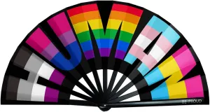 bmuvghi Rainbow Folding Fan Pride Hand Held Fan Gay Pride Stuff Large Clack Hand Fan Foldable Rave Fan for LGBTQIA  Pride Parade Pride Accessories Stuff