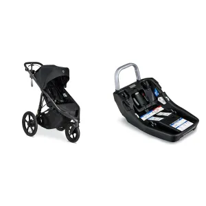 BOB Gear Wayfinder Jogging Stroller with Independent Dual Suspension, Air-Filled Tires, and 75-Pound Weight Capacity, Nightfall & Britax Alpine™ Infant Car Seat Base with ClickTight®