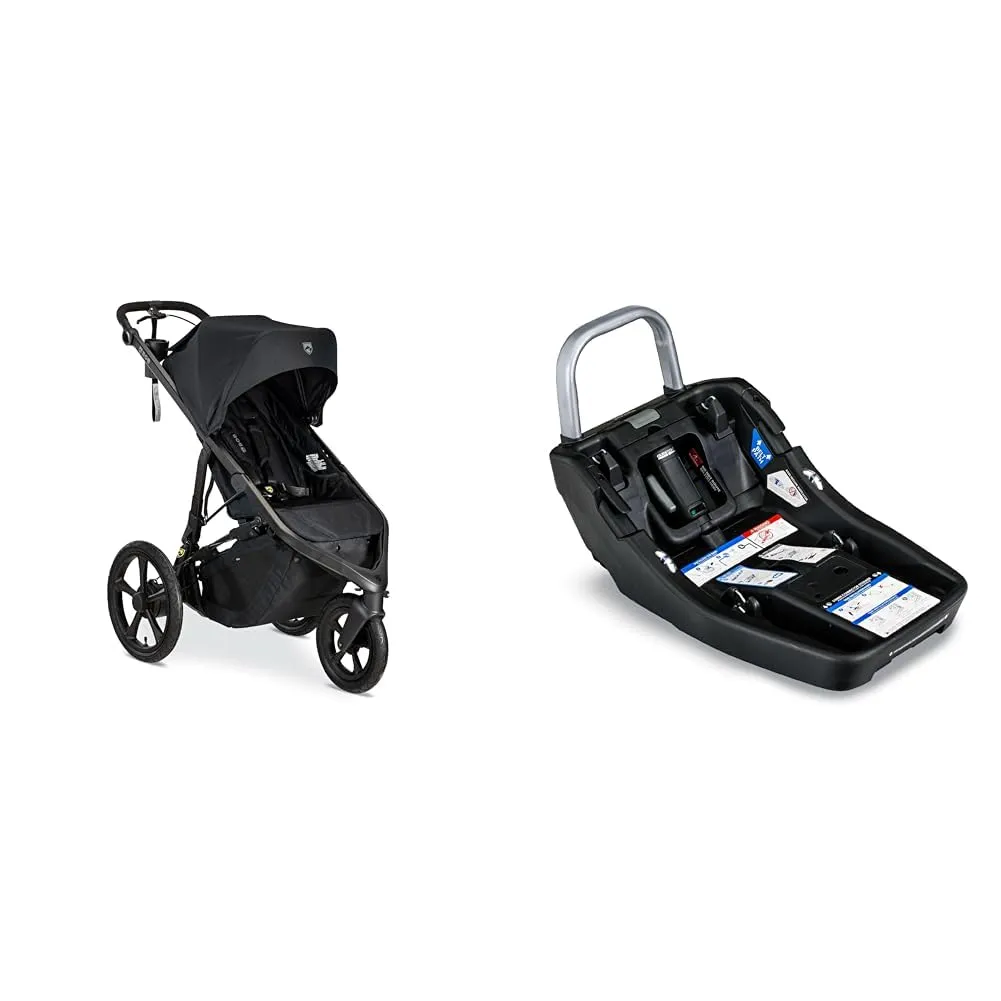 BOB Gear Wayfinder Jogging Stroller with Independent Dual Suspension, Air-Filled Tires, and 75-Pound Weight Capacity, Nightfall & Britax Alpine™ Infant Car Seat Base with ClickTight®