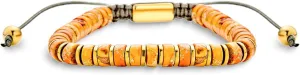 Boho Natural Gemstone Blue Turquoise Black Brown Tiger Eye Red Lime Orange Jasper Green Jade Malachite Stones Chakra Stacking Bolo Bracelet Gold Plated Stainless Steel Rondel Tube Beads Cord 7-9”