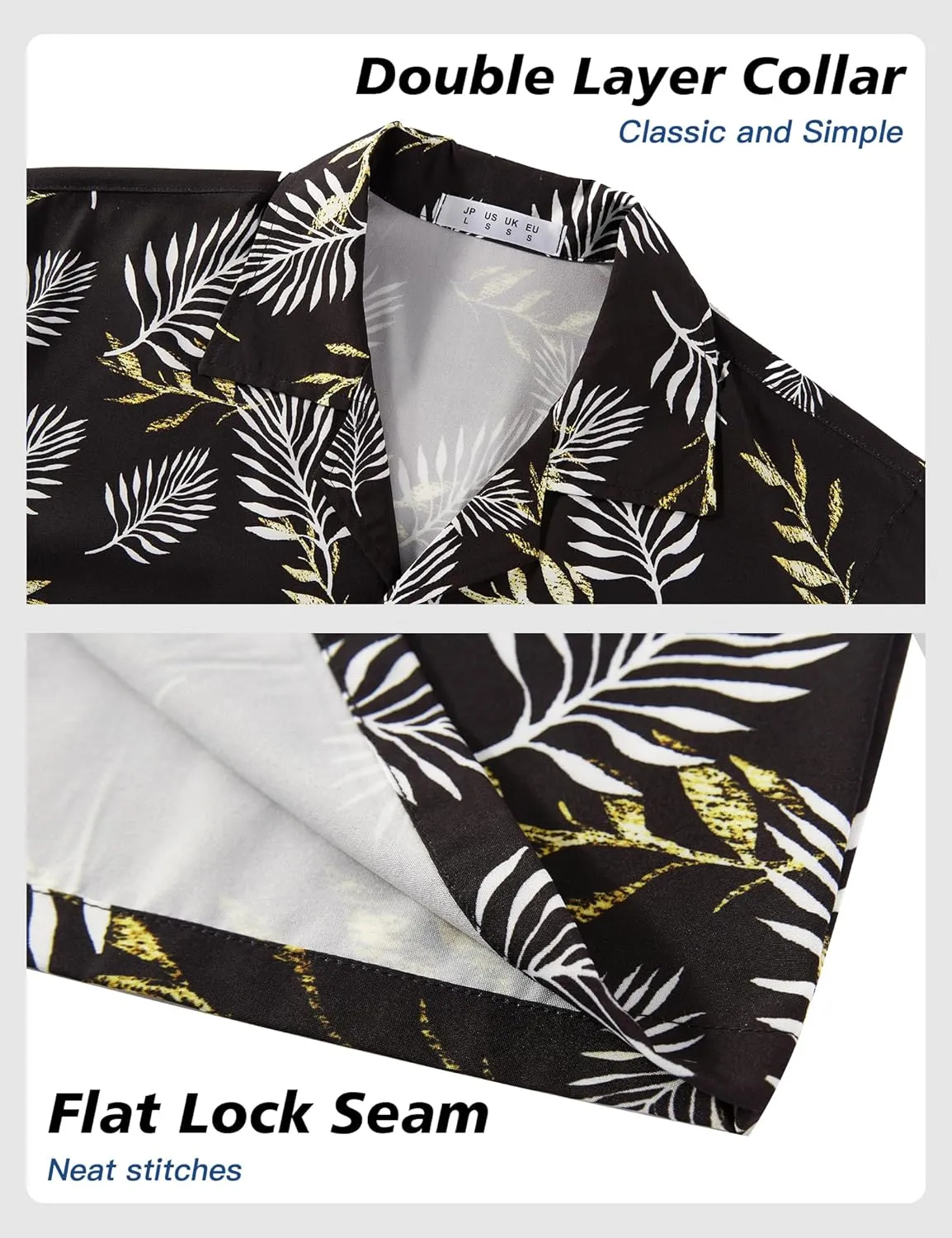 BOJIN Men's Hawaiian Shirts Short Sleeve Button Down Casual Shirts Summer Printed Tropical Floral Aloha Beach Shirts
