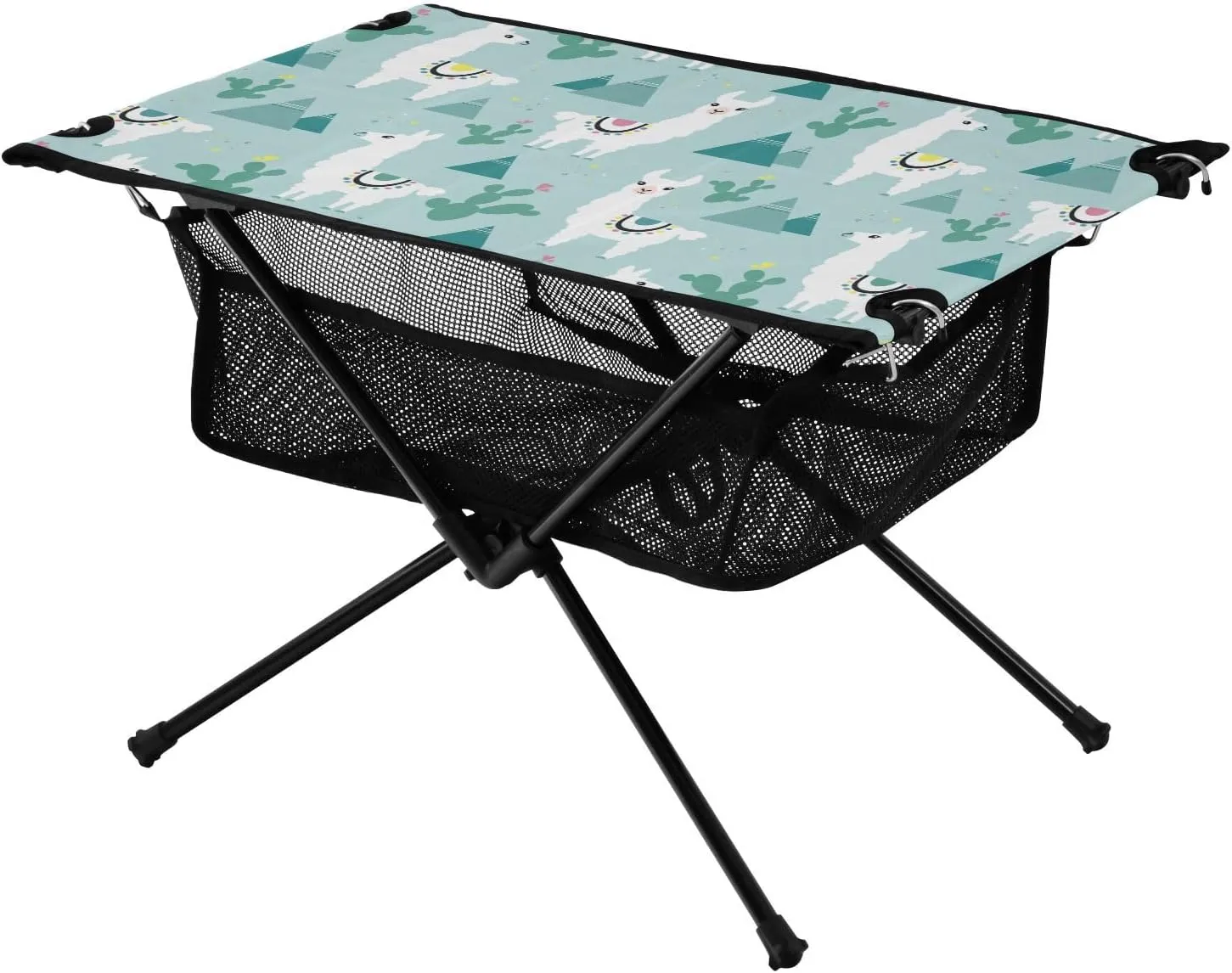 Bolaz Outdoor Folding Portable Picnic Camping Table-Alpaca Catus Cacti,Storage Mesh for Camping Gear Accessories, Hiking, Mountaineering, Outdoor Travel