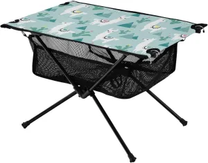Bolaz Outdoor Folding Portable Picnic Camping Table-Alpaca Catus Cacti,Storage Mesh for Camping Gear Accessories, Hiking, Mountaineering, Outdoor Travel