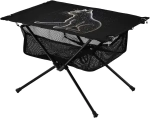 Bolaz Outdoor Folding Portable Picnic Camping Table-Black Cat and Star,Storage Mesh for Camping Gear Accessories, Hiking, Mountaineering, Outdoor Travel
