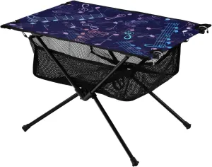Bolaz Outdoor Folding Portable Picnic Camping Table-Blue Musical Notes pattern4,Storage Mesh for Camping Gear Accessories, Hiking, Mountaineering, Outdoor Travel