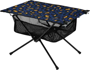 Bolaz Outdoor Folding Portable Picnic Camping Table-Blue Orange Leopard,Storage Mesh for Camping Gear Accessories, Hiking, Mountaineering, Outdoor Travel