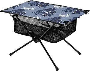 Bolaz Outdoor Folding Portable Picnic Camping Table-Christmas Rabbit Pattern,Storage Mesh for Camping Gear Accessories, Hiking, Mountaineering, Outdoor Travel