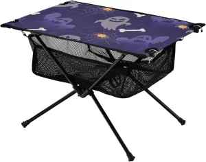 Bolaz Outdoor Folding Portable Picnic Camping Table-Halloween Ghost Print,Storage Mesh for Camping Gear Accessories, Hiking, Mountaineering, Outdoor Travel