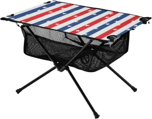 Bolaz Outdoor Folding Portable Picnic Camping Table-Red Blue Stars and Stripes,Storage Mesh for Camping Gear Accessories, Hiking, Mountaineering, Outdoor Travel