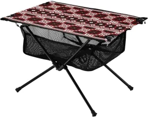 Bolaz Outdoor Folding Portable Picnic Camping Table-Vintage Geometric Red,Storage Mesh for Camping Gear Accessories, Hiking, Mountaineering, Outdoor Travel