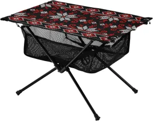 Bolaz Outdoor Folding Portable Picnic Camping Table-Vintage Red and White,Storage Mesh for Camping Gear Accessories, Hiking, Mountaineering, Outdoor Travel